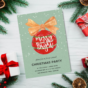 Merry & Bright l Red & Green Mistletoe Weihnachten Einladung