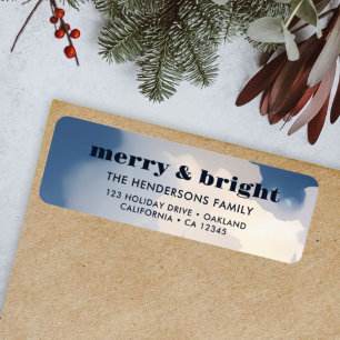 Merry & Bright l Watercolor Blue Rücksendeadresse
