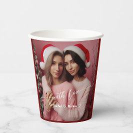 Merry & Bright Lesbian Retro Rosa | Benutzerdefini Pappbecher