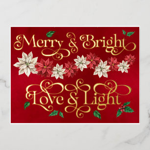 Merry & Bright, Liebe und Licht Folien Feiertagspostkarte
