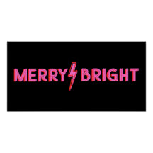 Merry & Bright Lightning Bolt Pink Christmas