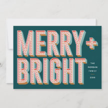Merry + Bright Marquee Holiday Card - Aquamarin