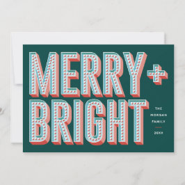 Merry + Bright Marquee Holiday Card - Green Feiertagskarte
