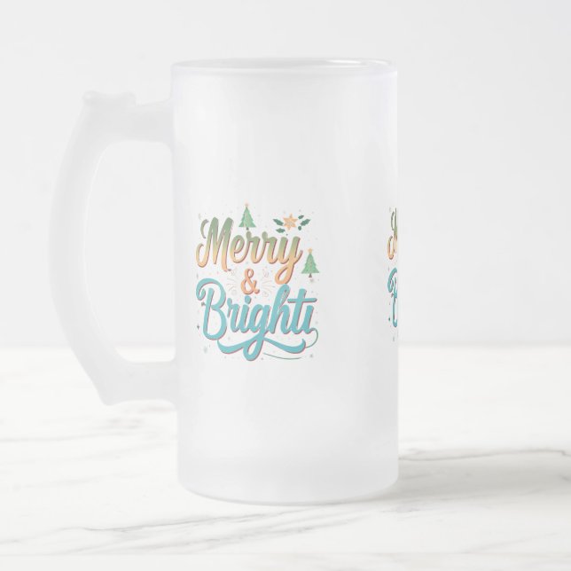 Merry & Bright Mattiert Glass Tasse - 16 oz (Links)