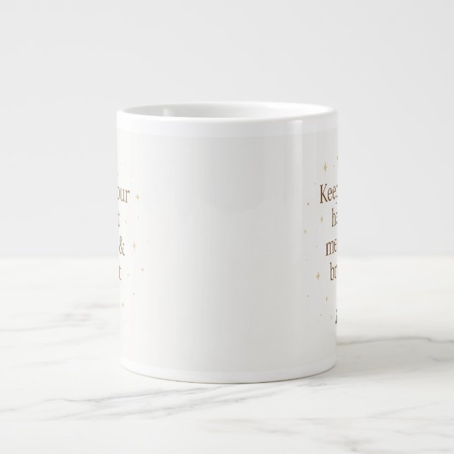 Merry & Bright | Minimalist Christmas Quote mug Jumbo-Tasse (Vorderseite)