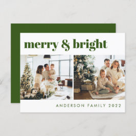 Merry & Bright Minimalistisch Green Christmas Postkarte