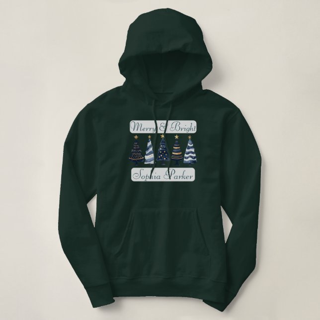 Merry & Bright mit Funny Trees Urlaub individuell  Hoodie (Design vorne)