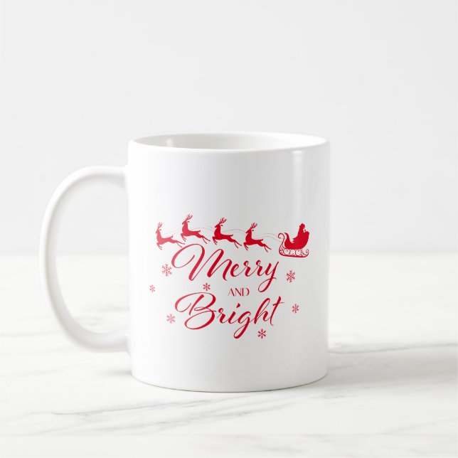 Merry & Bright mit Santa & Sleigh Coffee Tasse (Links)