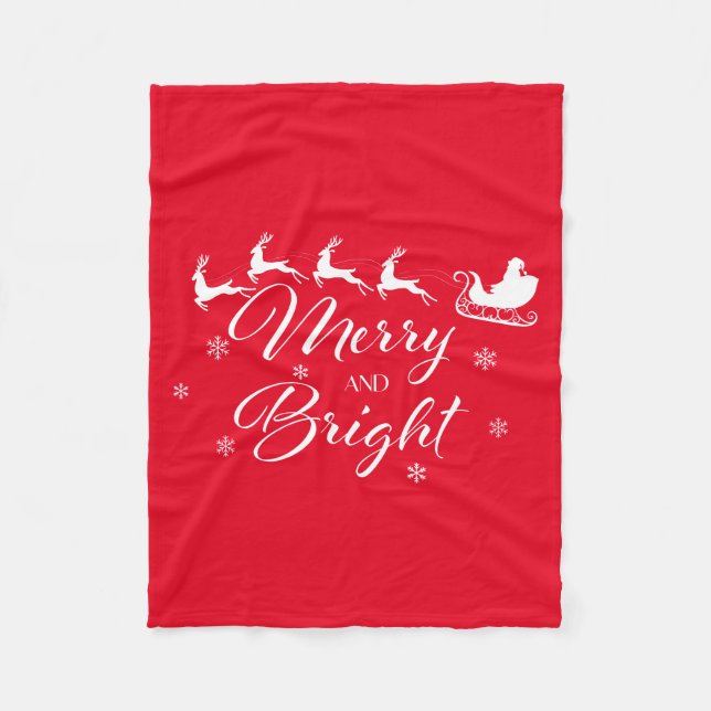 Merry & Bright mit Santa & Sleigh Fleecedecke (Vorderseite)