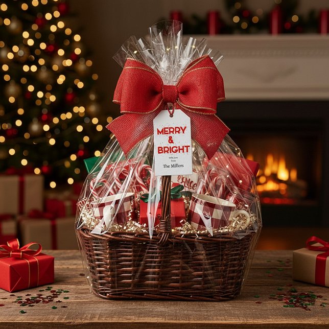 Merry & Bright mit Schneeflocken personalisiert Geschenkanhänger (Von Creator hochgeladen)