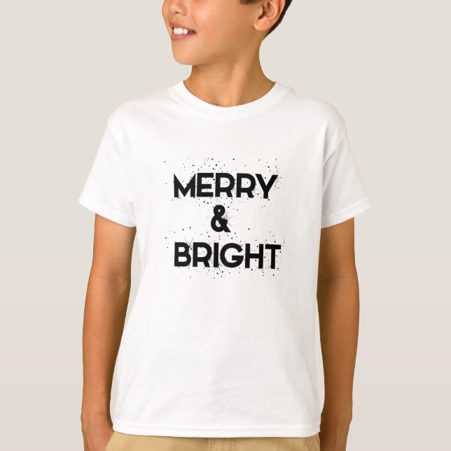 Merry & Bright mit Schneeflocken T-Shirt (Vorderseite)