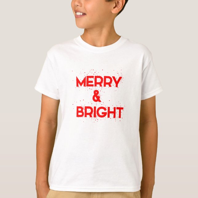 Merry & Bright mit Schneeflocken T-Shirt (Vorderseite)