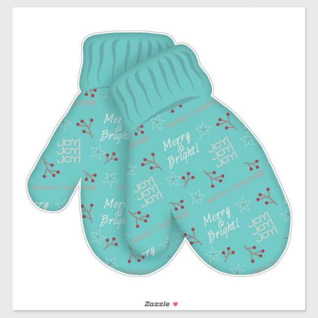 Merry & Bright Mittens | Weihnachten | Holiday Lar Aufkleber (Blatt)