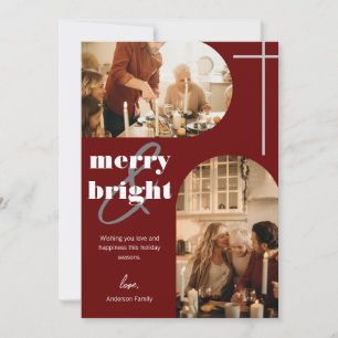 Merry & Bright Modern Arch Christmas Family Foto Feiertagskarte