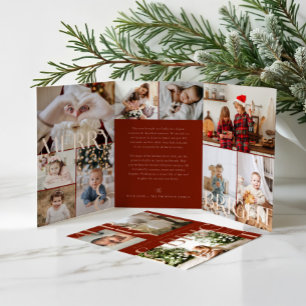Merry & Bright Modern Bold Family Foto Collage Dreifach Gefaltete Urlaubskarte