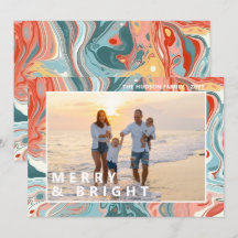 Merry & Bright Modern Liquid Marble Foto Holiday