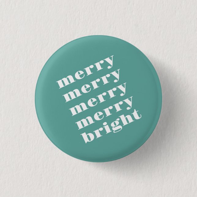 Merry & Bright Modern Minimal Aquamarin Blue Chris Button (Vorderseite)