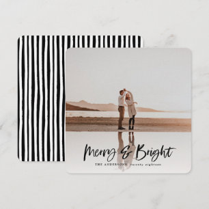 Merry & Bright, moderne Foto Weihnachtskarte Feiertagskarte