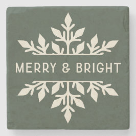 Merry & Bright Moderne Typografie Snowflake Steinuntersetzer