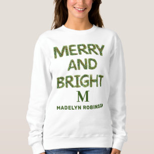 Merry & Bright Monogram Women's Customized Modern Sweatshirt
