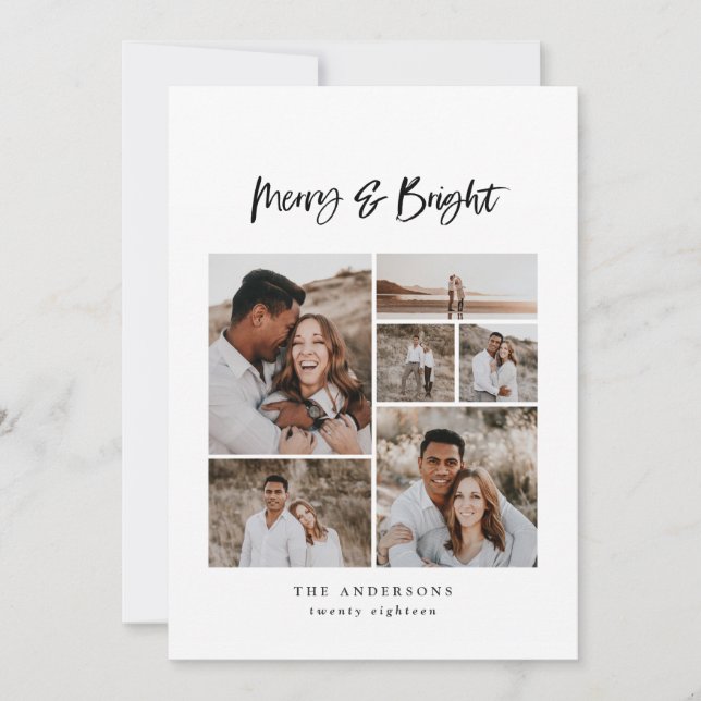 Merry & Bright Multi-Foto Weihnachten (Vorderseite)