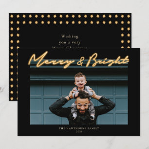 Merry & Bright Neon Lettering Foto Holiday