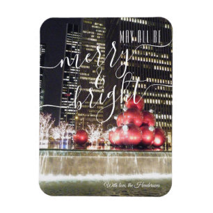 Merry & Bright   NYC Christmas City Lights Foto Magnet