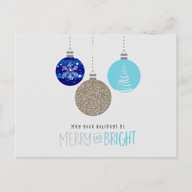 Merry & Bright Ornaments Urlaub Winter Postkarte (Vorderseite)