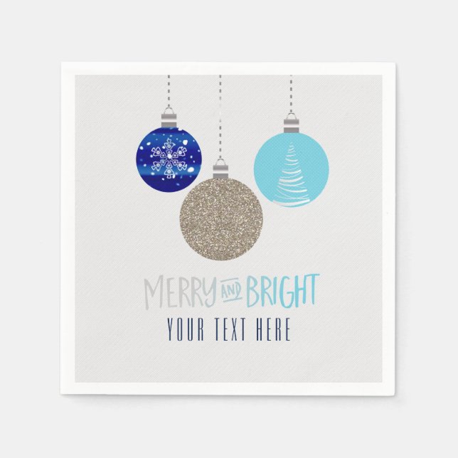Merry & Bright Ornaments Weihnachten Napkins Serviette (Vorderseite)