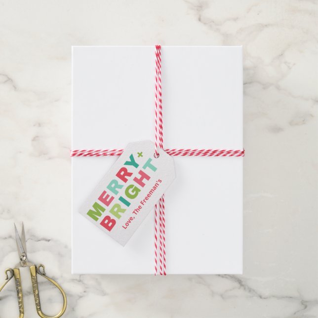 Merry + Bright Pastel Holiday Gift Tag Geschenkanhänger (Mit Garn)