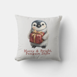 Merry & Bright Penguin Christmas Kissen