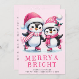 Merry & Bright Penguin Ice Skater Rosa Weihnachten
