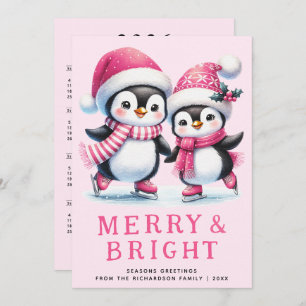Merry & Bright Penguin Ice Skater Rosa Weihnachten