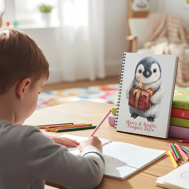 Merry & Bright Penguin Weihnachten Notizblock (Von Creator hochgeladen)