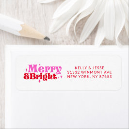 Merry & Bright Pink & Red Retro Weihnachtsadresse