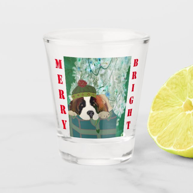 Merry & Bright Puppy Shot Glass Schnapsglas (Vorderseite)