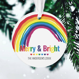 Merry & Bright   Rainbow Hope Foto Christmas Ornament
