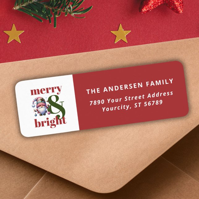 Merry & Bright Red Bold Typografy Rücksendeadresse (Merry & Bright Red Bold Typography Return Address Label)