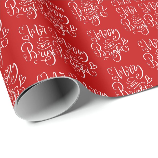 Merry Bright Red Christmas Geschenkpapier (Rolleneckpunkt)