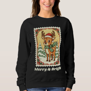 Merry & Bright Reindeer Christmas Postage Briefmar Sweatshirt