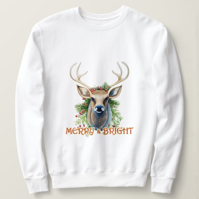 Merry & Bright Reindeer Sweatshirt (Design vorne)