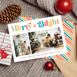 Merry & Bright Retro farbenfroh 2 Foto Weihnachten