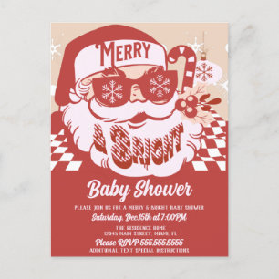 Merry Bright Retro Santa Christmas Baby Dusche Red Postkarte