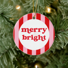 Merry & Bright Retro Weihnachten Keramik Ornament