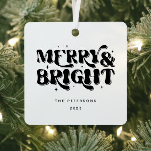 Merry & Bright Retro Weihnachten Ornament Aus Metall