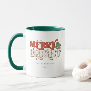 Merry & Bright Retro Weihnachten Tasse