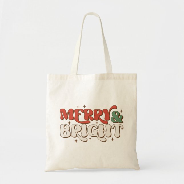 Merry & Bright Retro Weihnachten Tragetasche (Vorne)