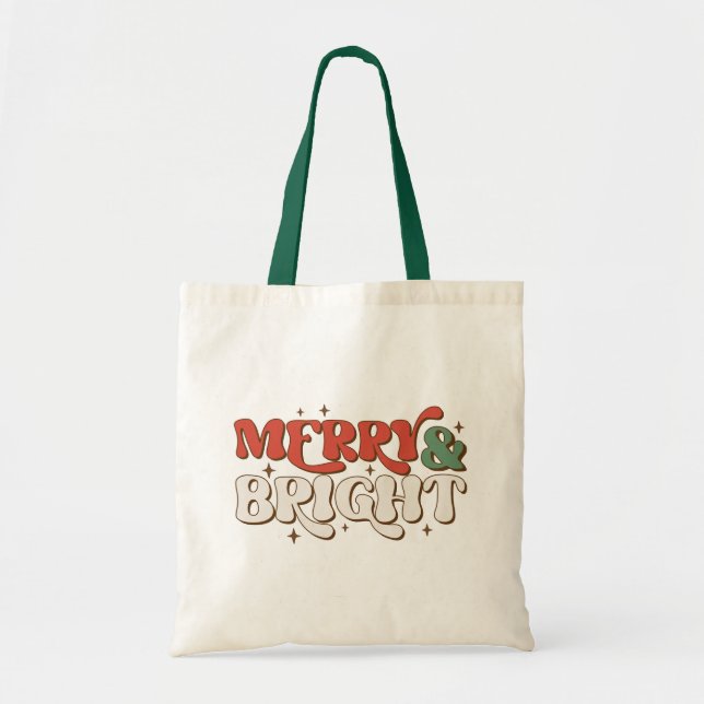 Merry & Bright Retro Weihnachten Tragetasche (Vorne)