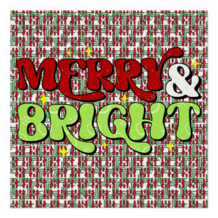 Merry & Bright - Retro Weihnachtsfeiertage Poster