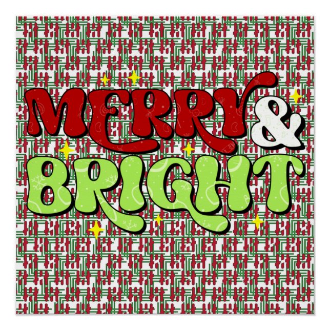 Merry & Bright - Retro Weihnachtsfeiertage Poster (Vorderseite)